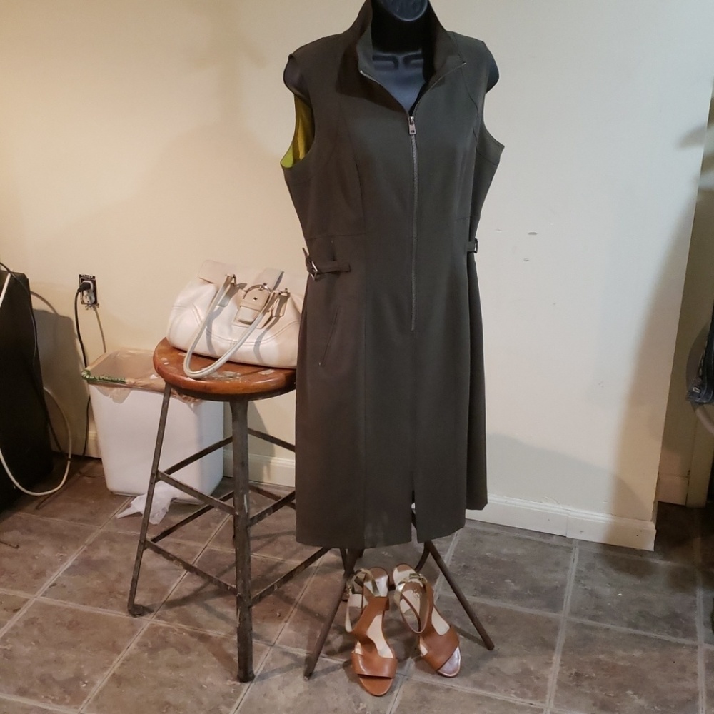 Andrew Marc loden green and yellow Dress
